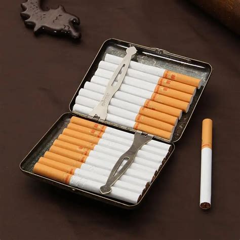 tobacco storage box with metal cigarette|stainless steel cigarette case.